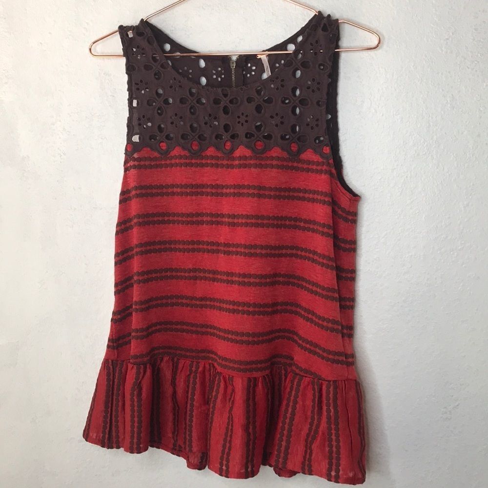 Free people boho peplum crocheted blouse